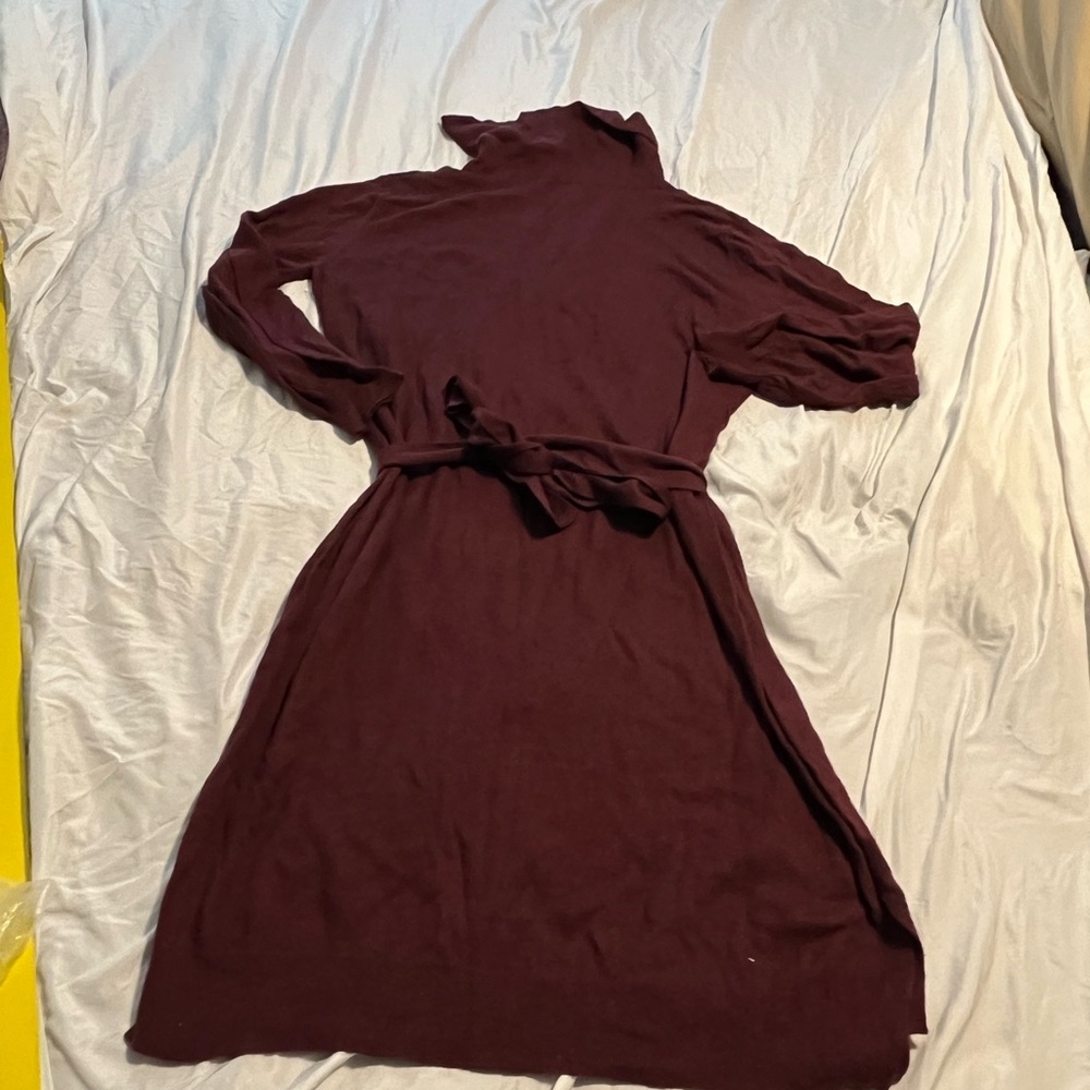 Elegant Maroon Turtleneck Dress stitchdrop size medium new with tags
